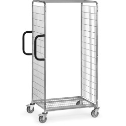 Chariot prépa de commande Dim. utiles (L x l):850 x 610 mm Charge:300 kg Dim. Ext. (L x l x h):1091 x 690 x 1825 mm Désignation: